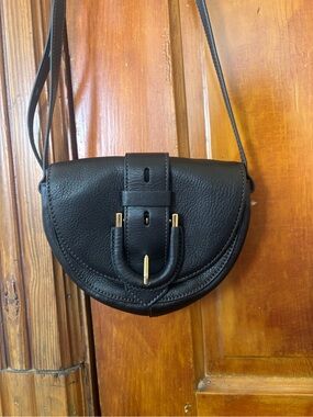 Fossil New Harwell Black Leather Saddle Crossbody Bag- New without tags